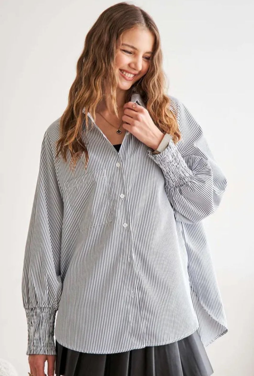 Adore Striped Botton Down Smock