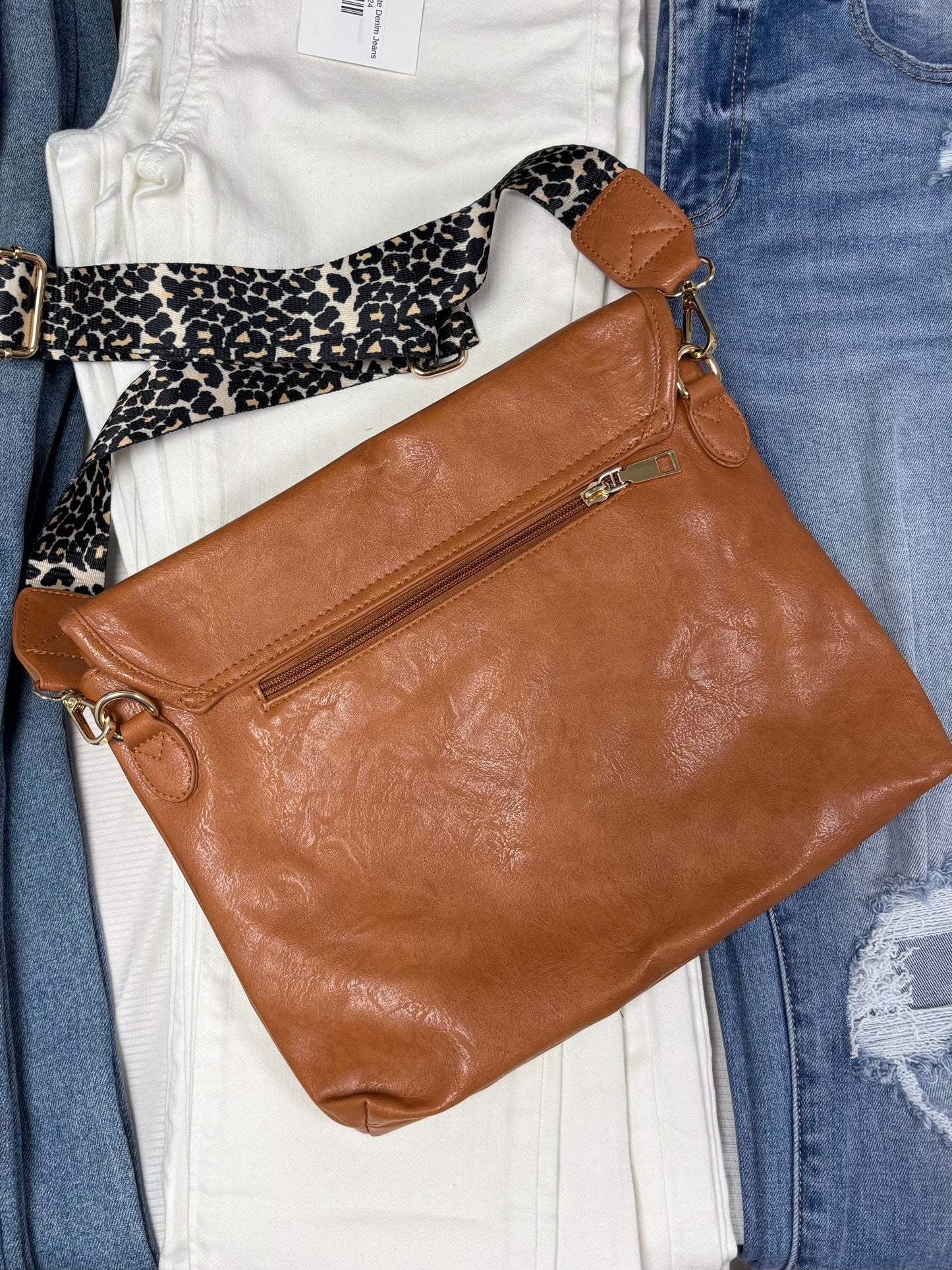 Crossbody Handbag With Leopard Strap