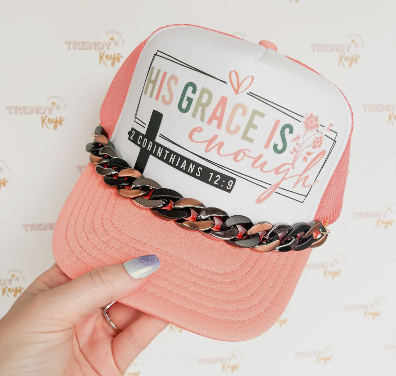 HIS GRACE IS ENOUGH Trucker Hat-CHAIN SOLD SEPARATELY