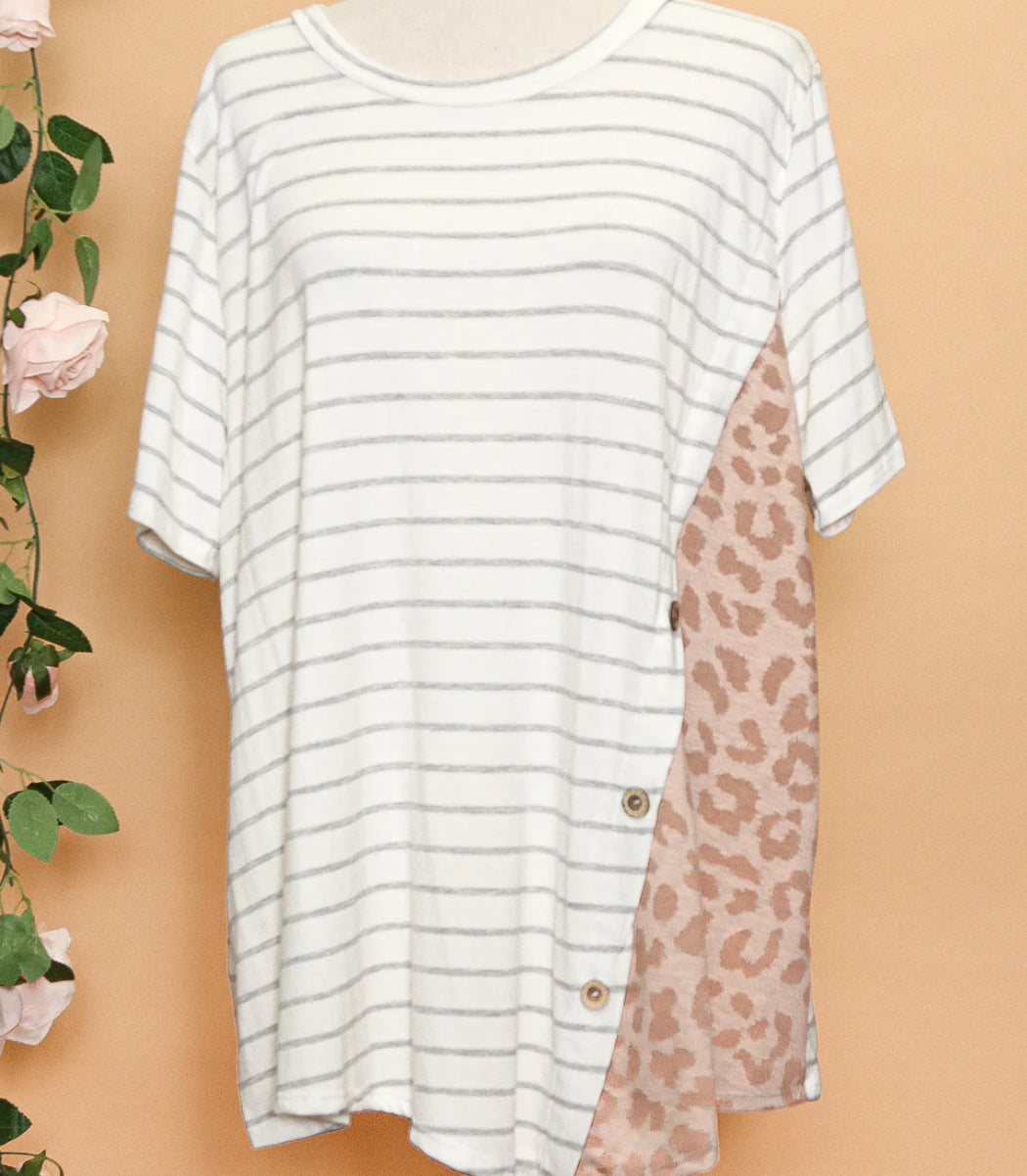 Plus Size Animal Stripe Print Top
