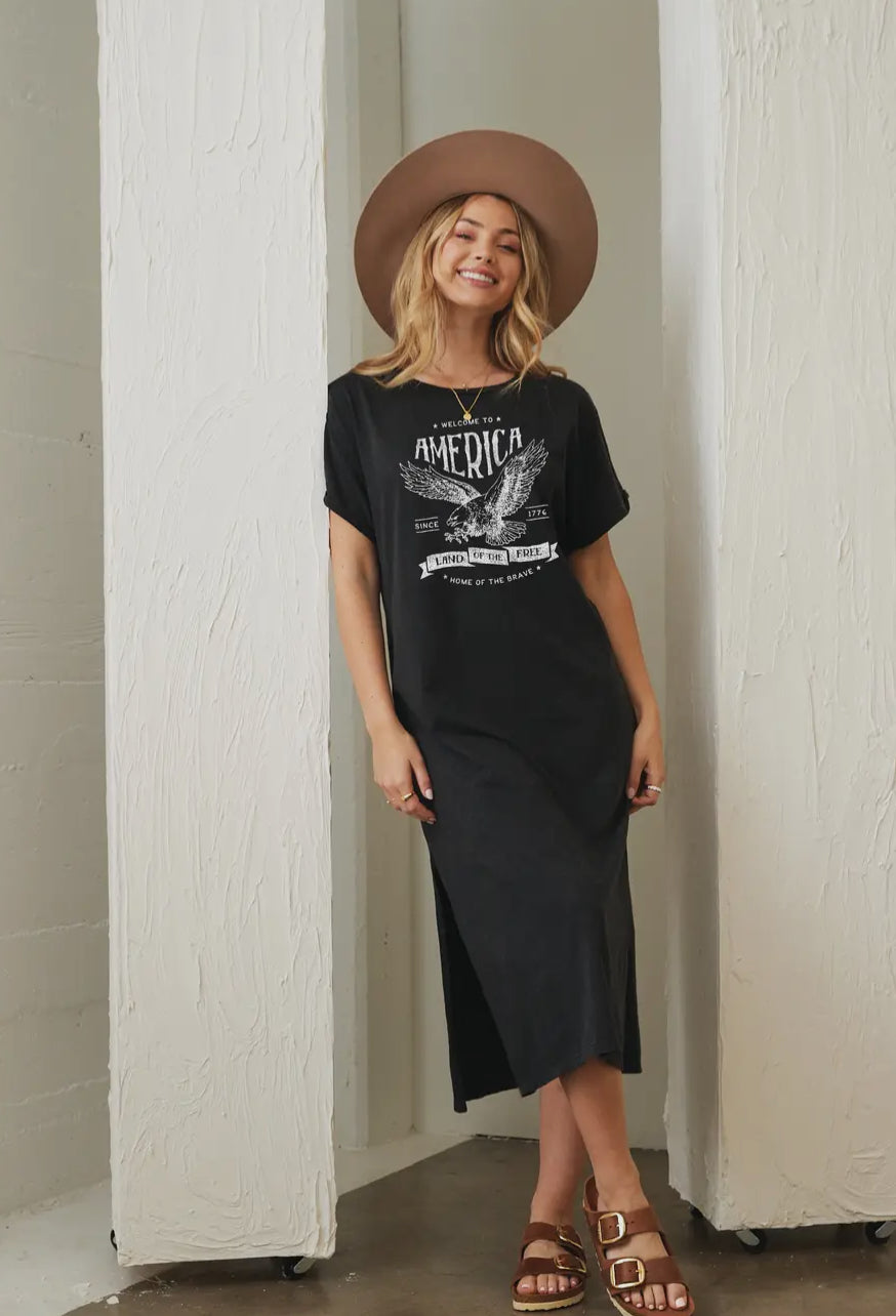 Mineral Washed Graphic Dress