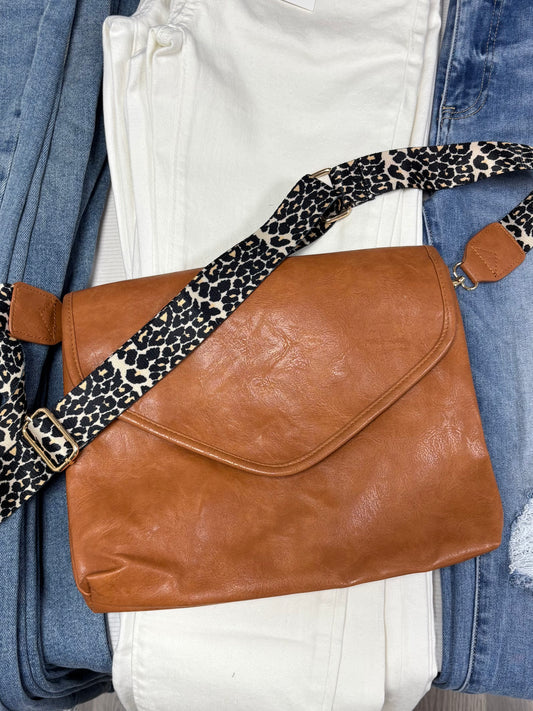 Crossbody Handbag With Leopard Strap