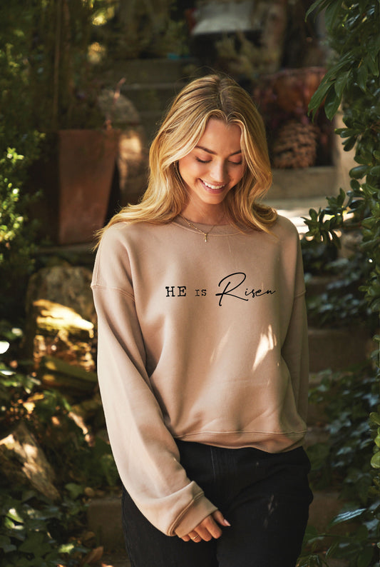 HE IS RISEN Mid Length Graphic Sweatshirt