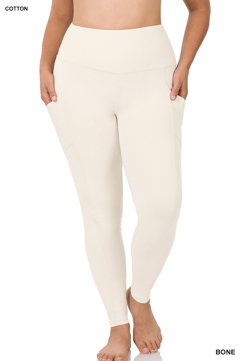 Plus Size Cotton Leggings With Pockets