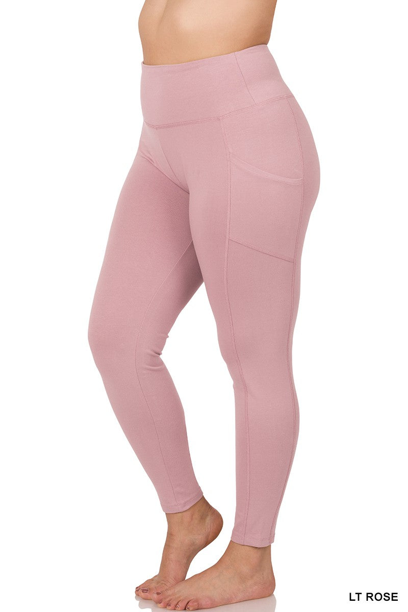 Plus Size Cotton Leggings With Pockets