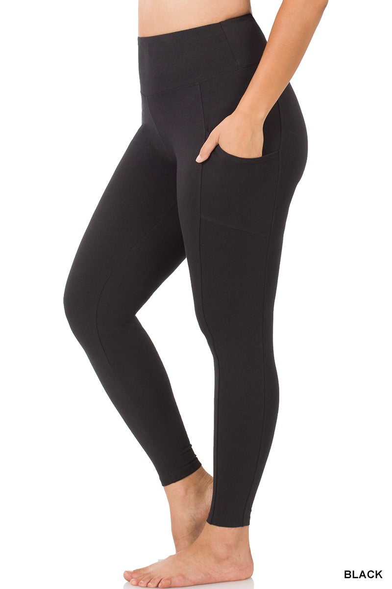 Plus Size Cotton Leggings With Pockets