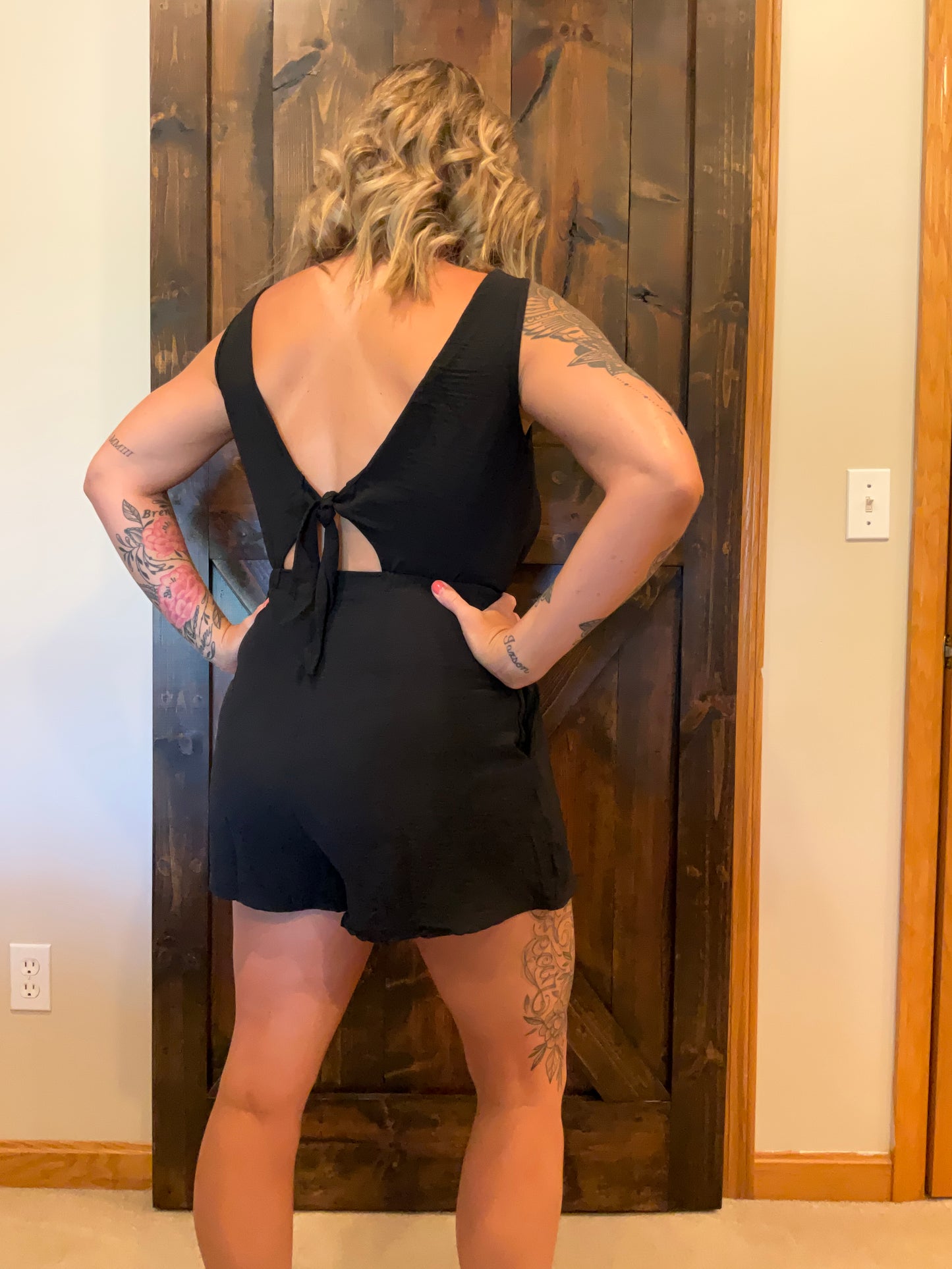 Solid Backless Romper